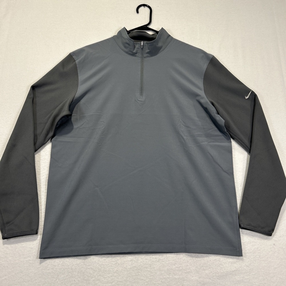 Nike Dri-FIT 1/4 Zip Pullover Jacket Mens Large Gray Long Sleeve 746102 Active